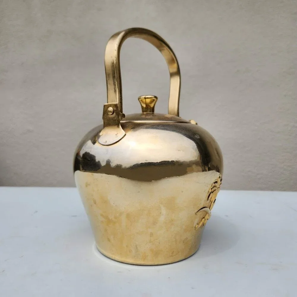 Vintage Al-Saif Tea Kettle Tea Pot Teapot Stainless Steel Gold Color 1.6 L Kitch